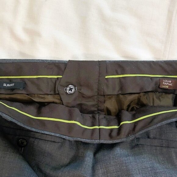 Louis Raphael Luxe Mens Dress Pants 35 30 Gray Slim Fit Woolblend - Picture 5 of 10